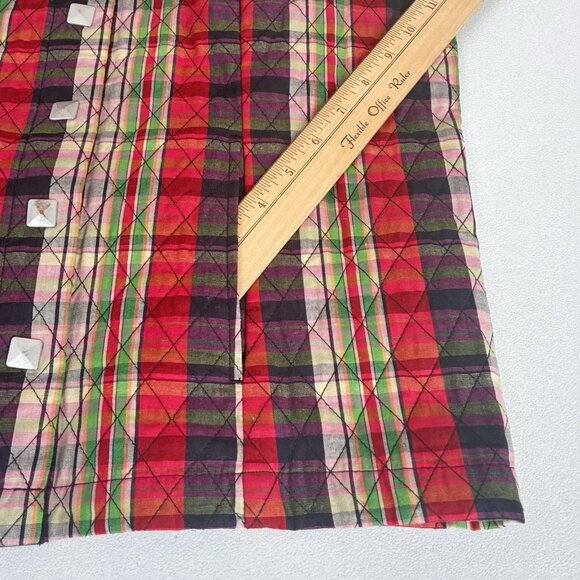 Christopher & Banks Plaid Quilted Vest Womens Small Snap front Pockets Holiday - Picture 5 of 8